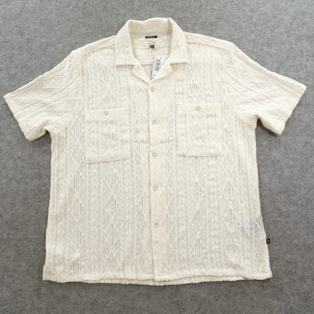 Civil Society Shirt Mens Extra Large Beige Knit Textured Short Sleeve Resort New